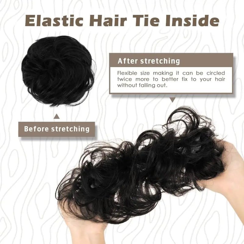 Sankrityayan Messy Hair Bun Cotton Lace Extensions Chignons Hair Scrunchy Updo Hairpiece Brown Hair Extensions for Women's Wedding & other Function (35 Gram) - Image 3