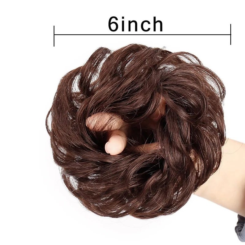Sankrityayan Messy Hair Bun Cotton Lace Extensions Chignons Hair Scrunchy Updo Hairpiece Brown Hair Extensions for Women's Wedding & other Function (35 Gram) - Image 1