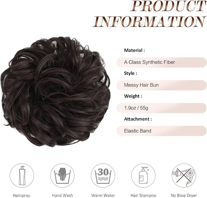 Sankrityayan Messy Hair Bun Cotton Lace Extensions Chignons Hair Scrunchy Updo Hairpiece Brown Hair Extensions for Women's Wedding & other Function (35 Gram) - Image 2