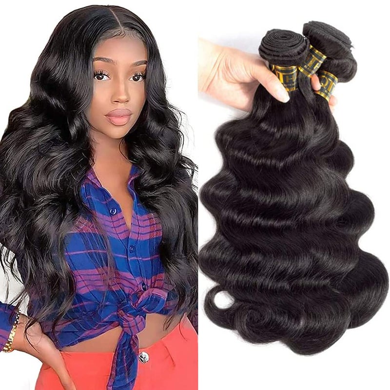 QTHAIR QTHAIR 14A Grade Brazilian Virgin Body Wave Hair 12 14 16300g105OZNatural Black100 Unprocessed Brazilian Body Wave Virgin Human Hair Extensions Body Wave Brazilian Human Hair for All Women 