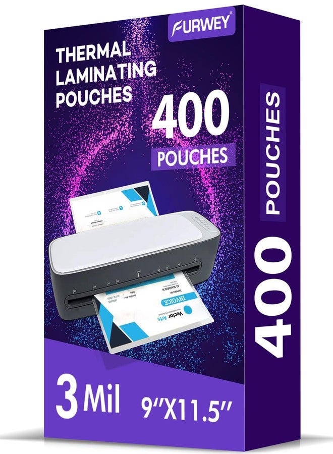 FURWEY 400 Pack Laminating Sheets, Holds 8.5 x 11 Inch Sheets, 3 mil, 9 x 11.5 Inches Thermal Laminating Pouches Lamination Sheet Paper for Laminator, Clear, Letter Size, Office and School Supplies - Image 1