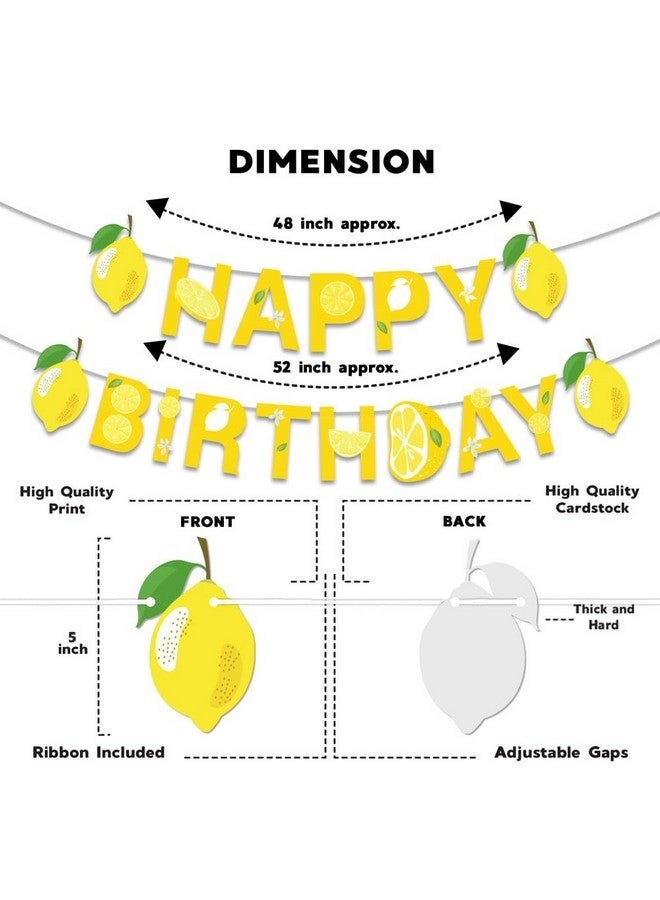Festiko® Set of 8 Pcs Lemon Theme Happy Birthday Combo (Banner, Cake & Cupcake Toppers), Lemon Theme Decorations, Birthday Decoration Items - Image 4