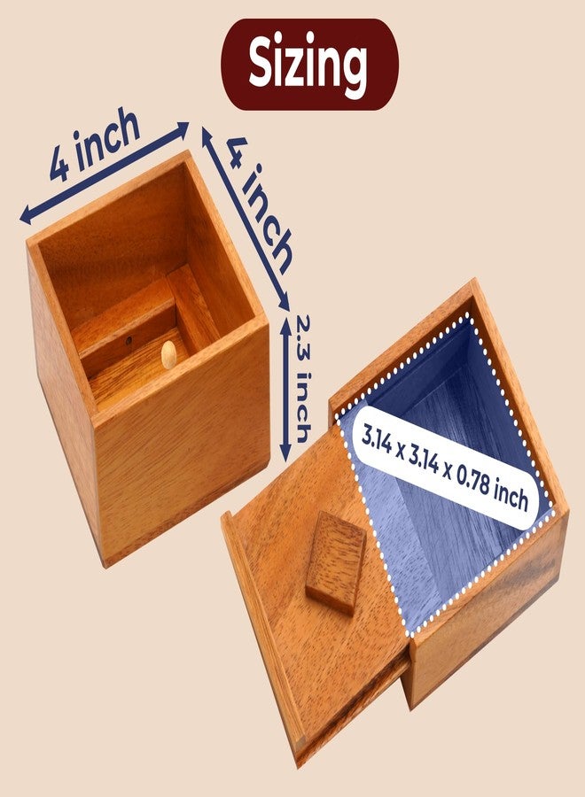 BSIRI Treasure Secret Box- Brain Teaser Wooden Puzzle Boxes with Hidden Compartments. Ideal Mystery Jewelry, 3D Puzzle Lock Box, Gift Card, and Money Puzzle Box - Image 3