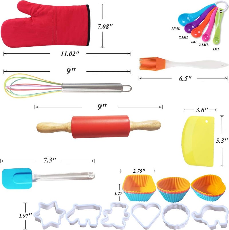 IELEK Real Baking Set Pastry Cooking Kit Supplies Includes Apron,Chef Hat,Oven Mitt,Rolling Pin,Real Baking Tools and Recipes Great Gift for Curious Beginners - Image 4