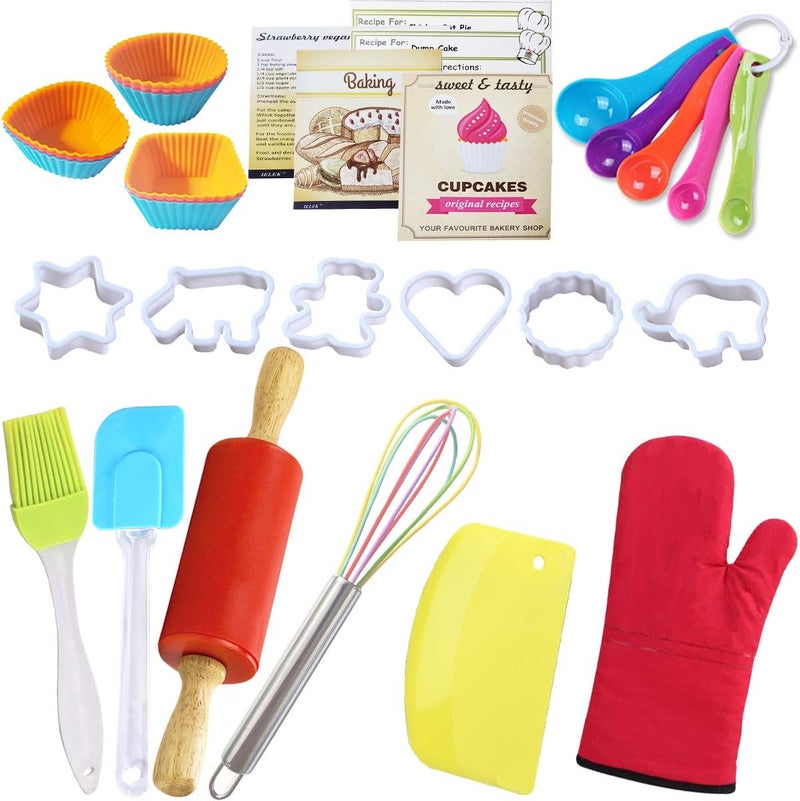 IELEK Real Baking Set Pastry Cooking Kit Supplies Includes Apron,Chef Hat,Oven Mitt,Rolling Pin,Real Baking Tools and Recipes Great Gift for Curious Beginners - Image 3