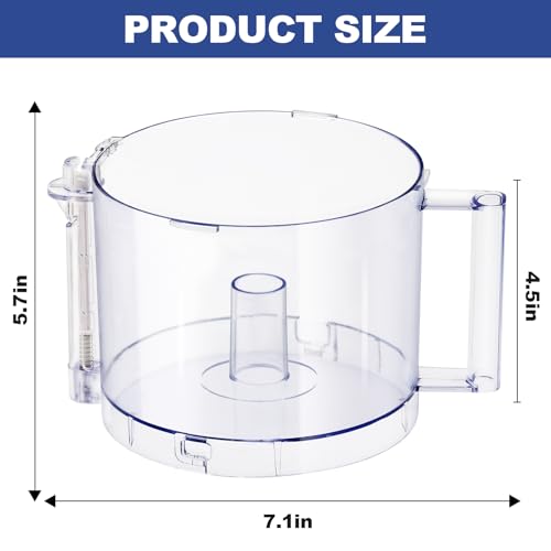 IHOUMEX Top with 4 Locking Tabs DLC-005AGTXT1 Food Processor Work Bowl Replacement with Handle 14-Cup Compatible With Cuisinart DFP-14,Fits DFP-14NWBCT1 Work Bowl Cover - Image 2