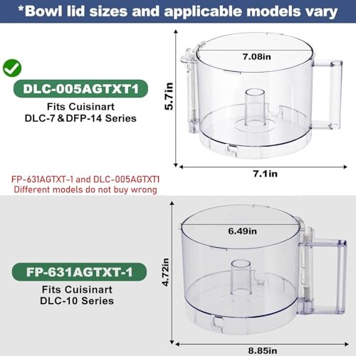IHOUMEX Top with 4 Locking Tabs DLC-005AGTXT1 Food Processor Work Bowl Replacement with Handle 14-Cup Compatible With Cuisinart DFP-14,Fits DFP-14NWBCT1 Work Bowl Cover - Image 3