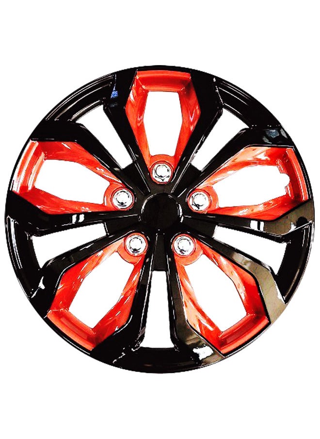 EMTC Pack of 4 EM-3138 Taiwan Wheel Cover | 14" Inch | Black Red 2 Q Universal Nested Style  - Image 2