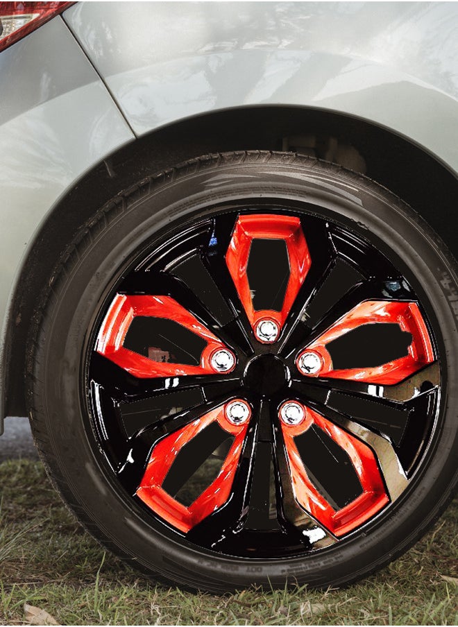 EMTC Pack of 4 EM-3138 Taiwan Wheel Cover | 14" Inch | Black Red 2 Q Universal Nested Style  - Image 3