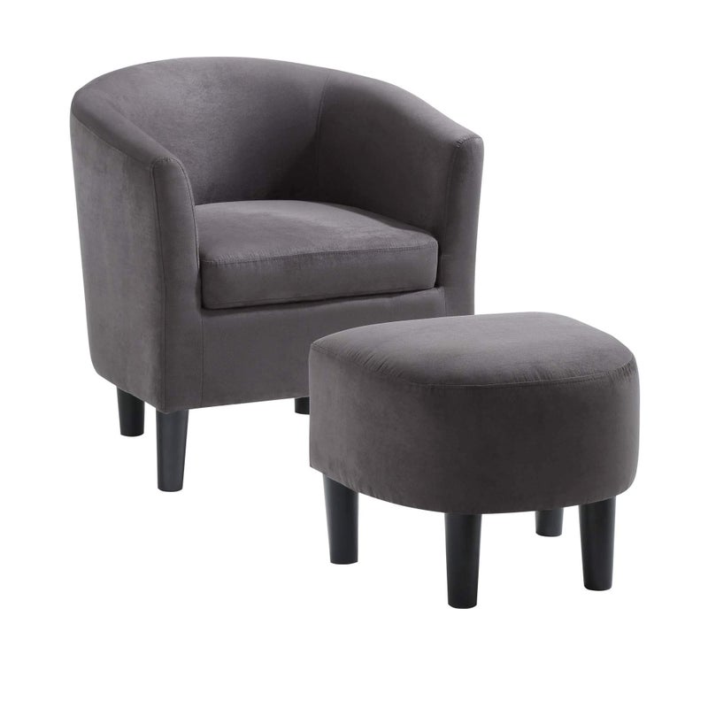 Convenience Concepts Take a Seat Churchill Accent Chair with Ottoman Dark Gray Microfiber