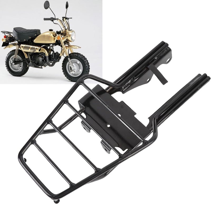 Rear Luggage Rack, Seamless Welded Iron Rack, Chrome Plating with Abrasion Proof & Bungee Cord Support, Ideal for Monkey Z50 Z50J Z50A (Black) - Image 3