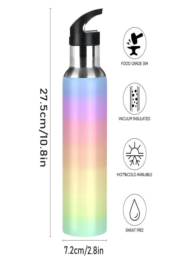 xigua Rainbow Pastel Water Bottle with Straw Lid 22 oz - Vacuum Insulated Stainless Steel Water Bottles Leakproof Water Flask for Fitness Sports Outdoor - Image 2