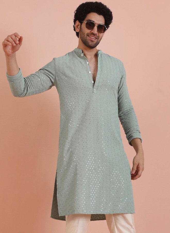KISAH Men Ethnic Motifs Embroidered Thread Work Kurta - Image 1