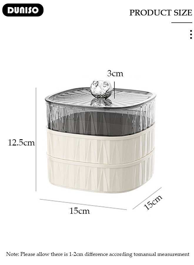 DUNISO Snack Serving Tray with Lid, 3-Tier Dry Fruit Tray, Divided Serving Tray for Dried Nut Candy Snack, Food Display Bowl, Stackable Candy Tray Storage Box, Food Storage Platter Container for Home Party Hotel - Image 4