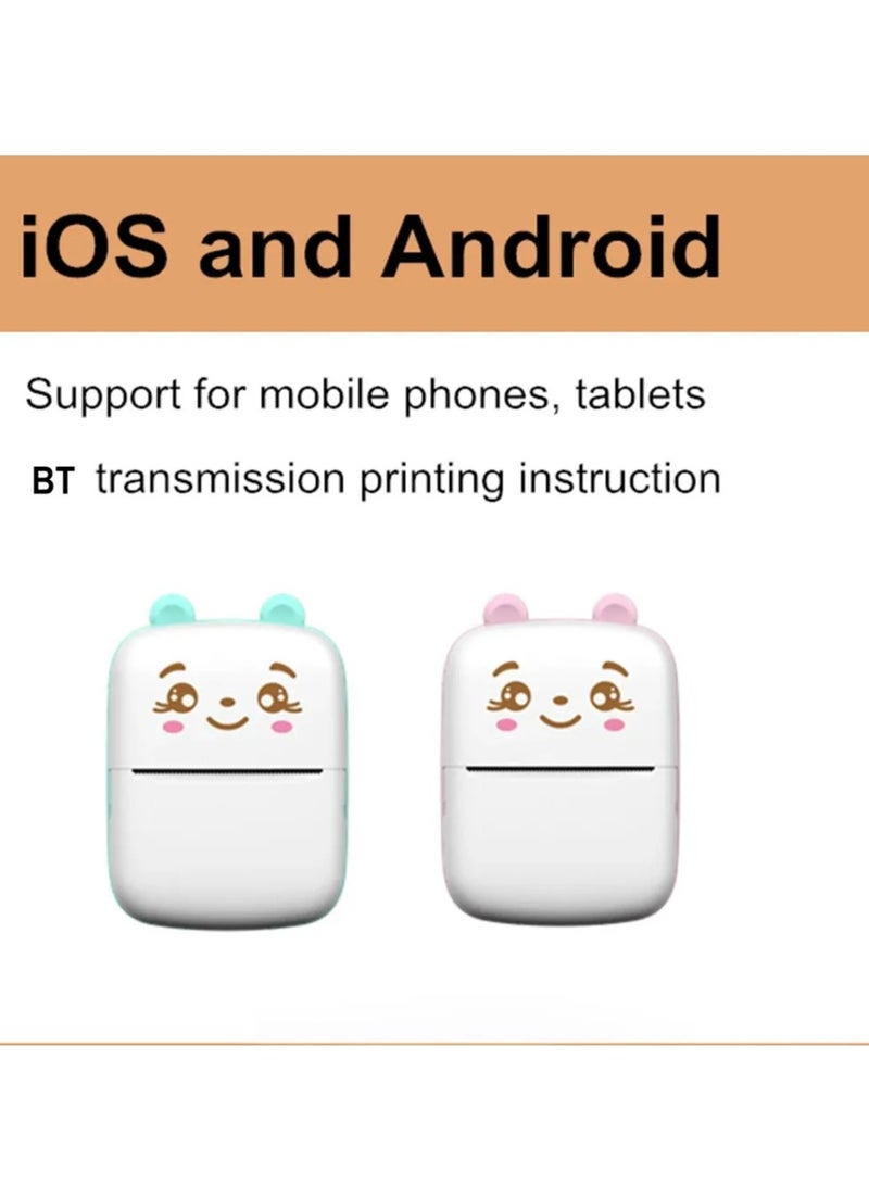 Portable Printer, Mini Pocket Printer Wireless Bluetooth Thermal Printer with Thermal Printing Paper USB Cable for Note Photo Web Document Printing Label Receipt Study Home Office, Pink - Image 4