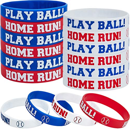 Frienda Baseball Silicone Rubber Bracelets Rubber Wristbands Baseball Bracelet Wristbands for Gifts Party Favors 24 Pieces - Image 1