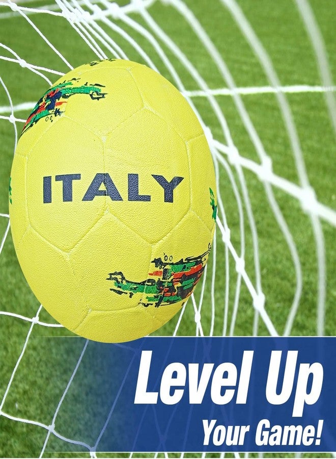 vickytransform Vicky Transform Italy Football Rubber Moulded Stitched Butyl Bladders Soccer Ball for Seniors Beginners Recreational Training Matches - Yellow,(Needle Included) - Image 5