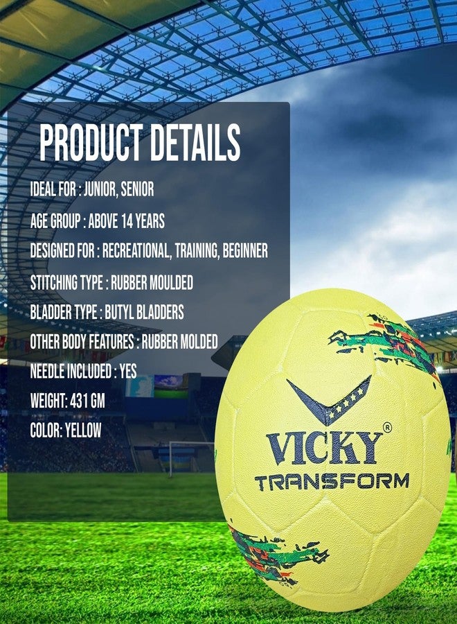 vickytransform Vicky Transform Italy Football Rubber Moulded Stitched Butyl Bladders Soccer Ball for Seniors Beginners Recreational Training Matches - Yellow,(Needle Included) - Image 4