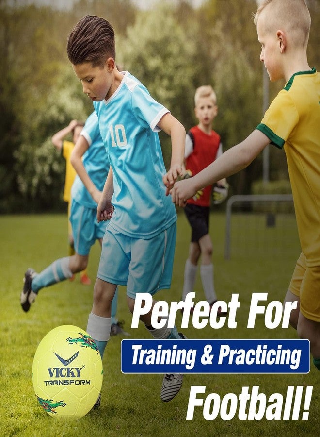 vickytransform Vicky Transform Italy Football Rubber Moulded Stitched Butyl Bladders Soccer Ball for Seniors Beginners Recreational Training Matches - Yellow,(Needle Included) - Image 3