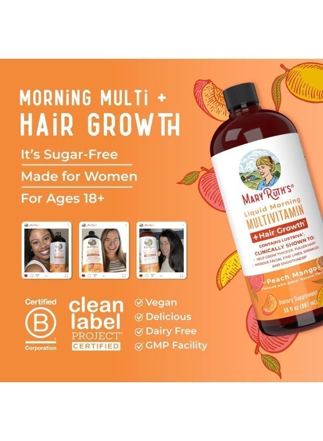 MaryRuth Organics Liquid Multivitamin Plus Lustriva Hair Growth Vitamins Biotin 10000mcg Vitamin D Clinically Tested for, Wrinkles, Fine Lines, Skin Care Ages 18+, 15.22 Fl Oz (450 ml) - Image 4