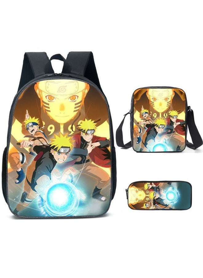 Naruto backpack pencil case satchel three-piece suit men and women leisure sports travel backpack student school backpack - Image 1