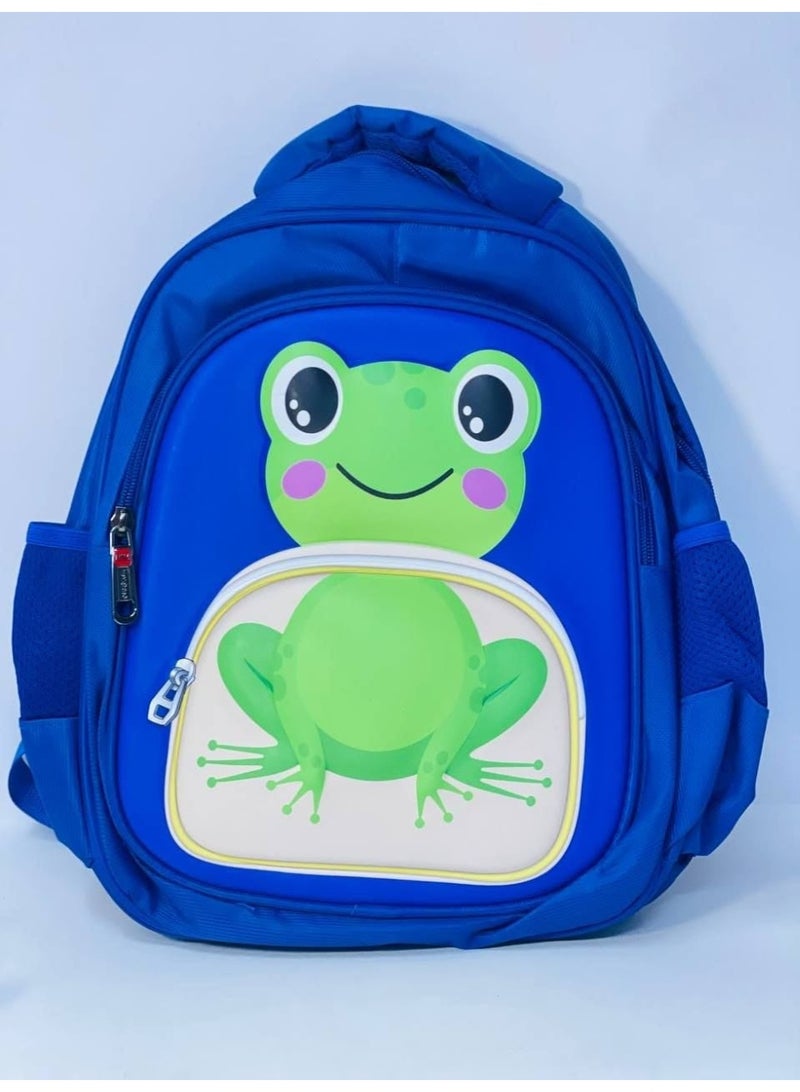 School bags with a 3D embossed design. Waterproof material. Available in various colors. Features two zippers. Bag size: 38 cm. Size: 14