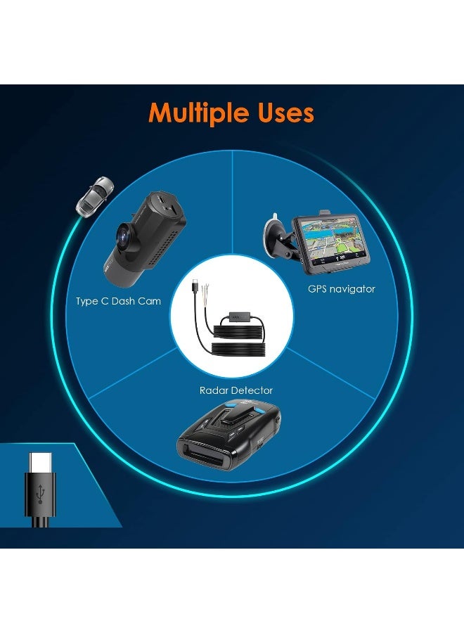 Vantrue 11.5ft Type C USB 12V 24V to 5V Dash Cam Hardwire Kit with Add a Circuit Fuses, Low Voltage Protection for N4, N4 Pro, N5, E1, E1 Lite, E2, E3, S1 Pro, N1 Pro(2023) - Image 5