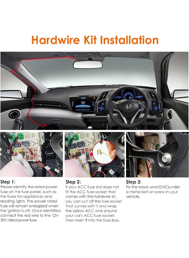 Vantrue 11.5ft Type C USB 12V 24V to 5V Dash Cam Hardwire Kit with Add a Circuit Fuses, Low Voltage Protection for N4, N4 Pro, N5, E1, E1 Lite, E2, E3, S1 Pro, N1 Pro(2023) - Image 4