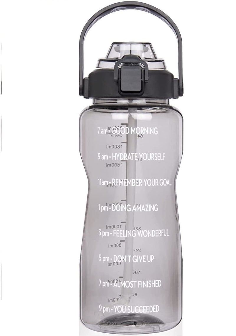 Delzon 2000ml Reminder to Drink Plastic Sports Bottle with Scale Water Bottle Portable Space Cup Large Capacity and Handel Color Multi Color - Image 1