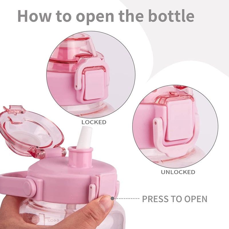 Delzon 2000ml Reminder to Drink Plastic Sports Bottle with Scale Water Bottle Portable Space Cup Large Capacity and Handel Color Multi Color - Image 5