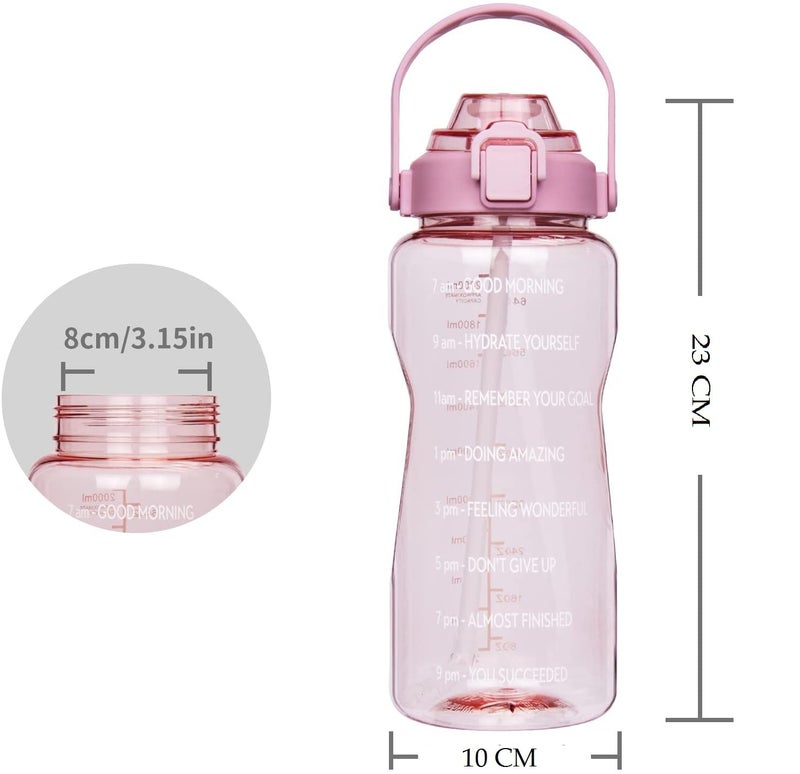 Delzon 2000ml Reminder to Drink Plastic Sports Bottle with Scale Water Bottle Portable Space Cup Large Capacity and Handel Color Multi Color - Image 2