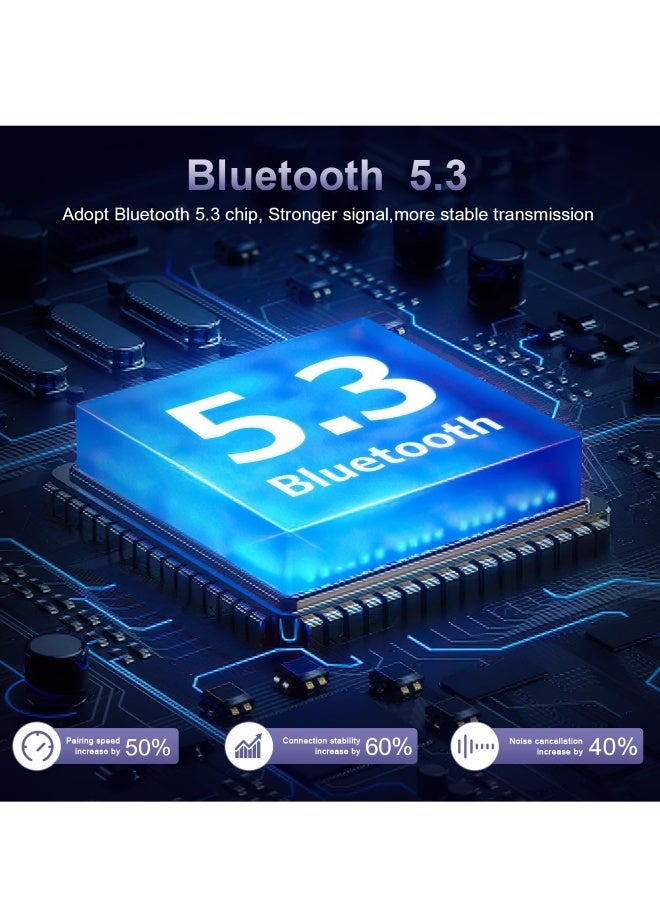 Bluetooth 5.3 Transmitter Receiver Audio Adapter TF Card Support, LED Display, Hands-Free Call, Volume Control, for Car/Speaker/Home Theater - Image 2