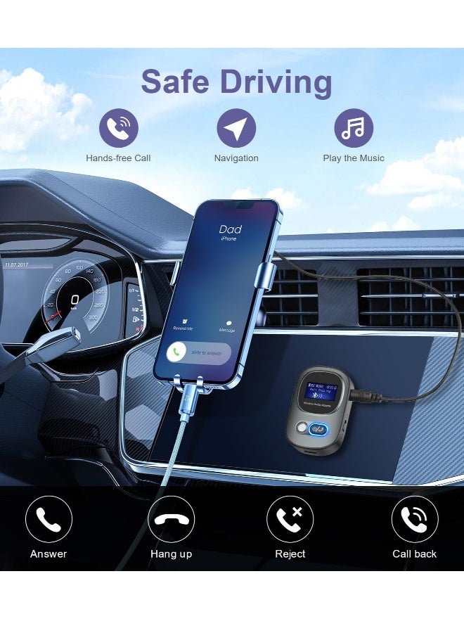 Bluetooth 5.3 Transmitter Receiver Audio Adapter TF Card Support, LED Display, Hands-Free Call, Volume Control, for Car/Speaker/Home Theater - Image 5