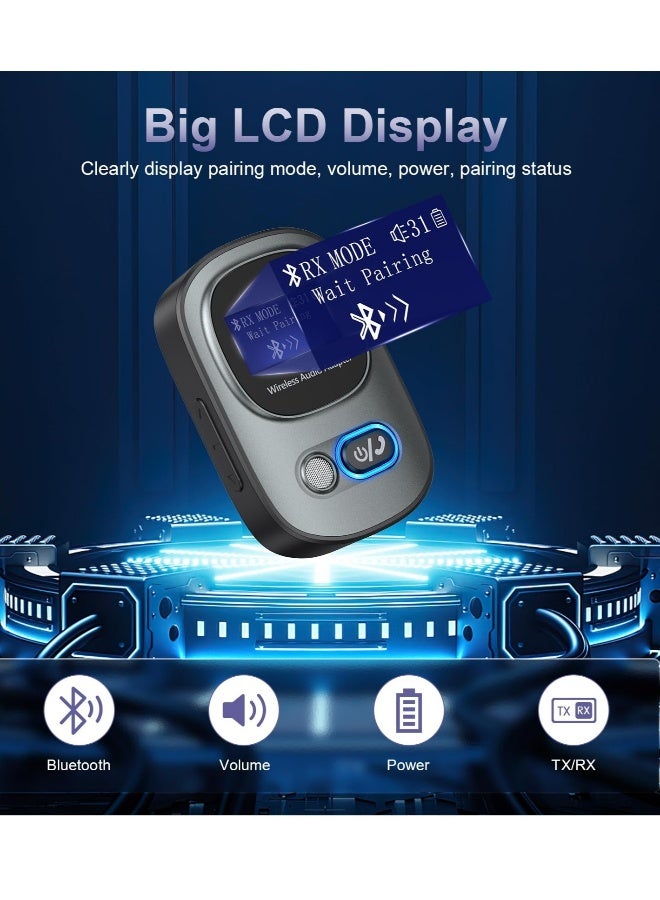 Bluetooth 5.3 Transmitter Receiver Audio Adapter TF Card Support, LED Display, Hands-Free Call, Volume Control, for Car/Speaker/Home Theater - Image 3