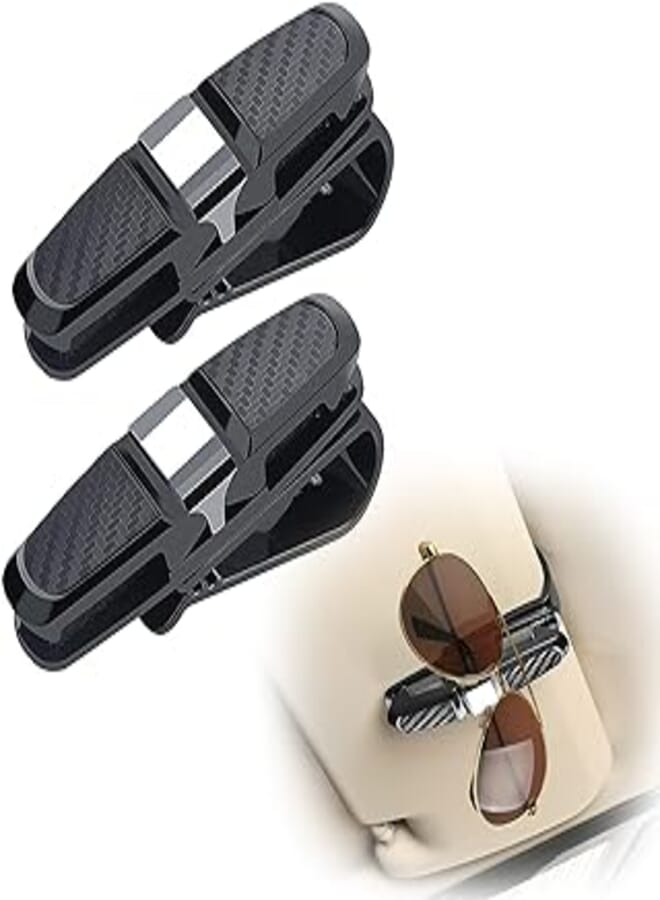 DFsucces DFsucces 2 PCS Car Glasses Holder for Car Sun Visor Sunglasses,180 Degree Rotational Ticket Card Clip Holder Double Ends Clip Fits All Vehicle Models(Silver)
