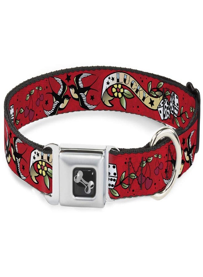 Buckle Down Buckle-Down Dog Collar Seatbelt Buckle Lucky Red 9 to 15 Inches 1.0 Inch Wide, Multicolor (DC-W31229-S) - Image 1