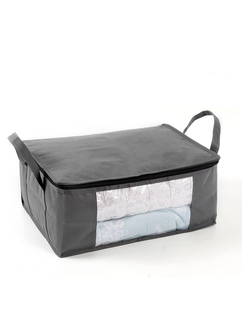 DUNISO Closet organizer, sportswear storage container, sturdy zippered transparent window, set of 3, gray, 3 pieces - Image 5