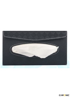 CARONIC Car Sun Visor Tissue Box PU Leather Napkin Paper Cover Case Black  - Image 3