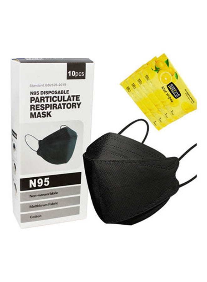 NIBEMINENT Pack Of 10 N95 Disposable Particulate Respiratory Face Mask With 4-Piece Wet Wipes - Image 1