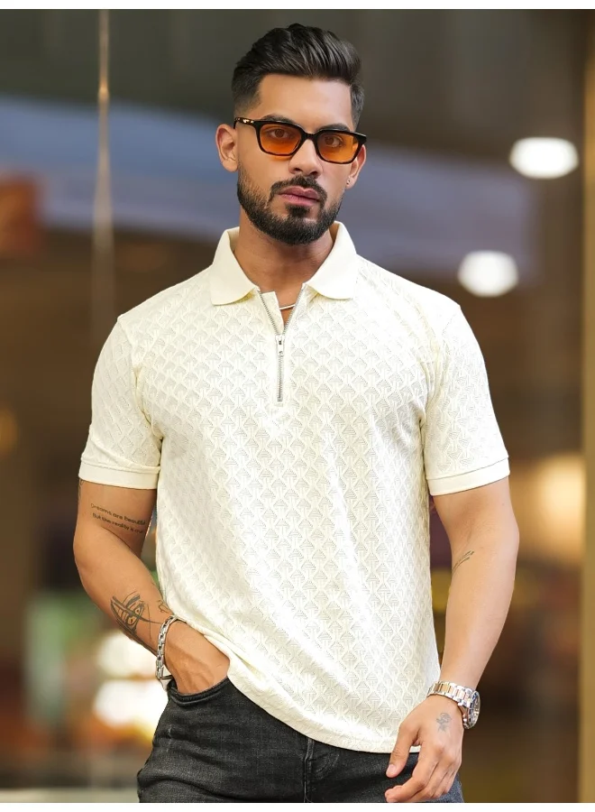 مانياك تيشيرت بولو رجالي قطن بقصة ضيقة وأكمام نصفية بنقشة طائرة ورقية