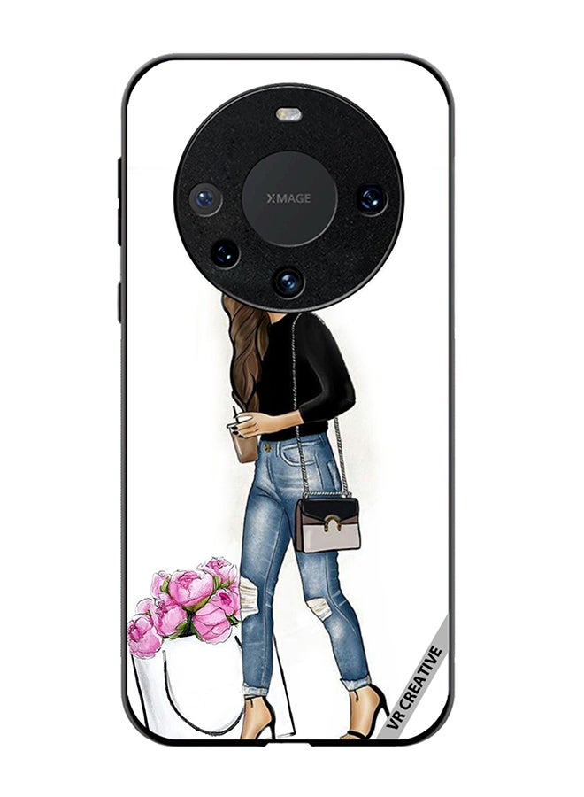 VR CREATIVE Protective Case Cover For Huawei Mate 60 Pro Plus Stylish walking Girl Design Multicolour - Image 1