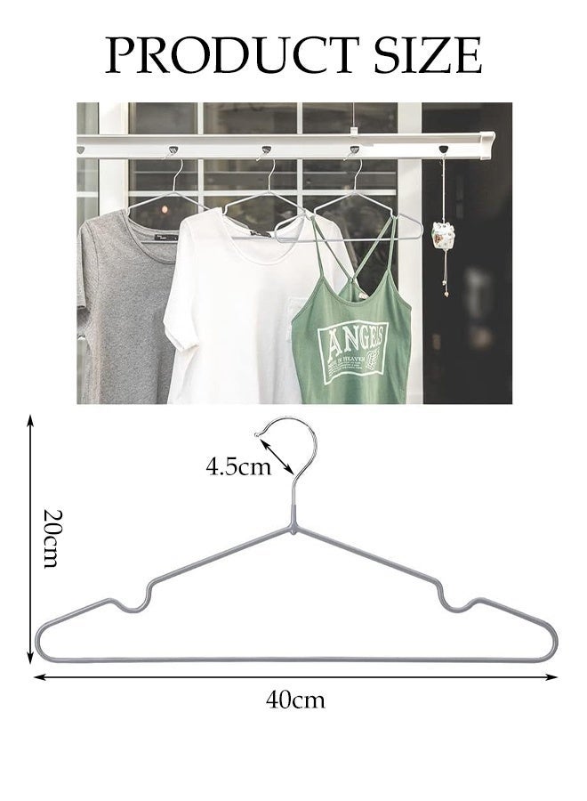DUNISO 50 Pack Wire Hangers,Heavy Duty Metal Hangers,Coat Hangers with Non-Slip Grooves,Waterproof and Anti Slip,Strong and Durable,Space Saving,for Hanging Coats,Suits,Jackets, Shirt,40cm - Image 2