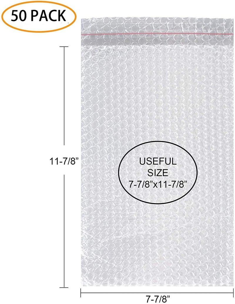 MIVIDE 50 قطعة أكياس فقاعات 7-7/8”x 11-7/8” أكياس بريدية شفافة، أكياس فقاعات مزدوجة الجدران ذاتية الإغلاق للتعبئة، النقل، الشحن، البريد، أكياس تغليف الفقاعات - Image 2