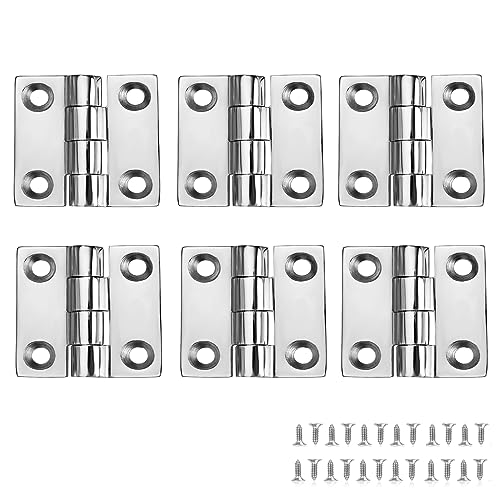ODYSUNRAL Marine Stainless Steel Boat Hinges, 2 inch x 2 inch (50mm X 50 mm), No Noise, Heavy Duty 316 Stainless Steel with Screws (6 PCS) - Image 1
