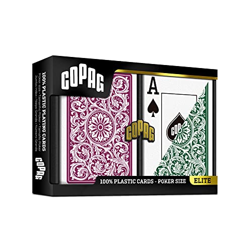 Copag 1546 Design 100% Plastic Playing Cards, Poker Size (Standard) Green/Burgundy (Jumbo Index, 1 Set) - Image 2