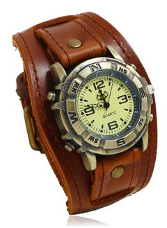 QUARTZ Wrist Band Watches for Men Brown Retro Punk Leather  - Image 1
