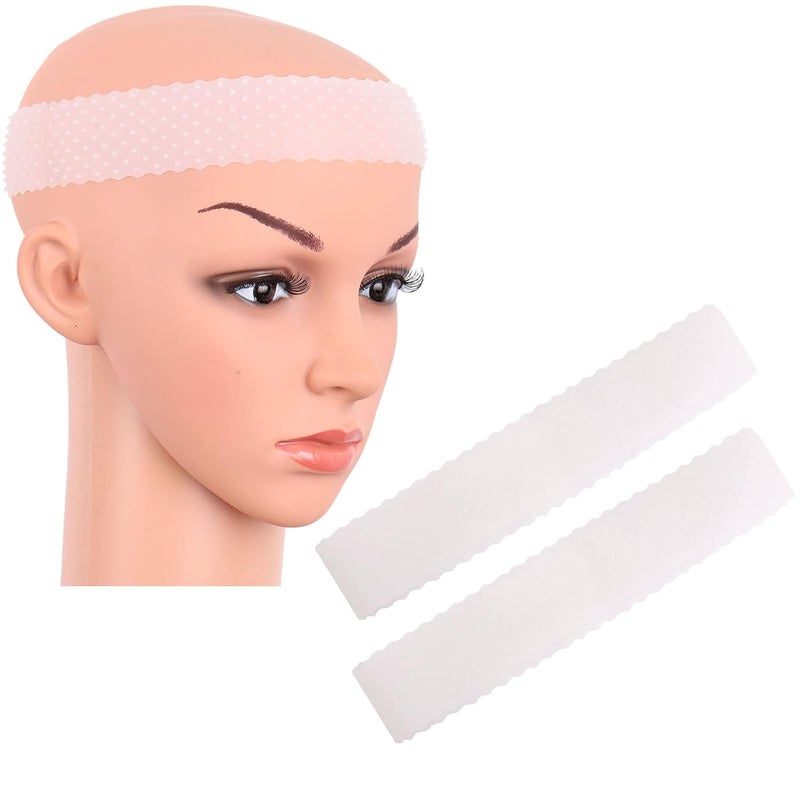 MapofBeauty MapofBeauty 2 Pieces Non Slip Silicone wig Grip Band Headband Hold Wig Men Women Sports Yoga White 