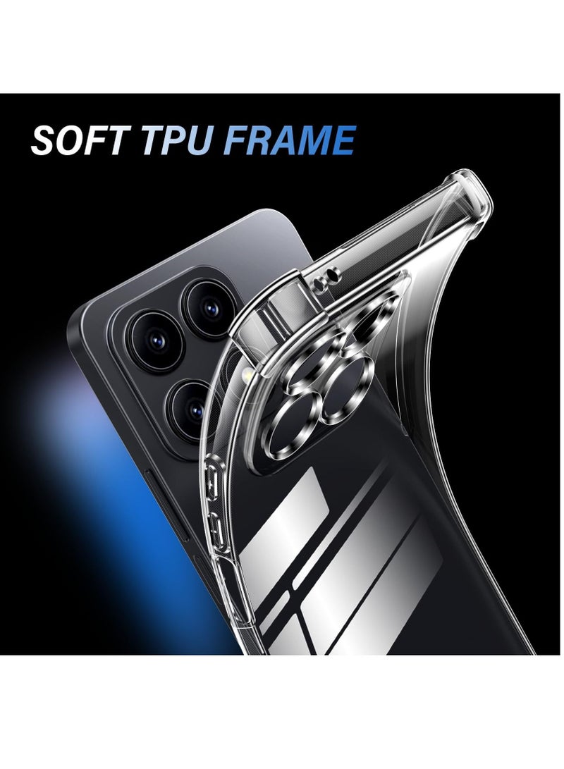 BORTONY Honor X8a Case with Dual Tempered Glass Screen Protector Clear Soft TPU with Air Cushion Shockproof Bumper Protective Cover Compatible with Huawei Honor X8a - Image 4