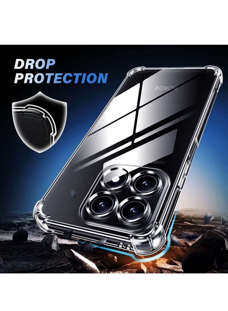 BORTONY Honor X8a Case with Dual Tempered Glass Screen Protector Clear Soft TPU with Air Cushion Shockproof Bumper Protective Cover Compatible with Huawei Honor X8a - Image 5