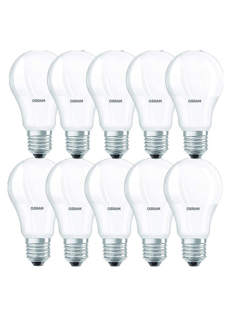أوسرام مصباح LED E27 من Osram، كلاسيكي A75، أبيض دافئ، 10 وات، 2700 كلفن، قاعدة لولبية غير لامعة - عبوة من 10 قطع  - Image 1